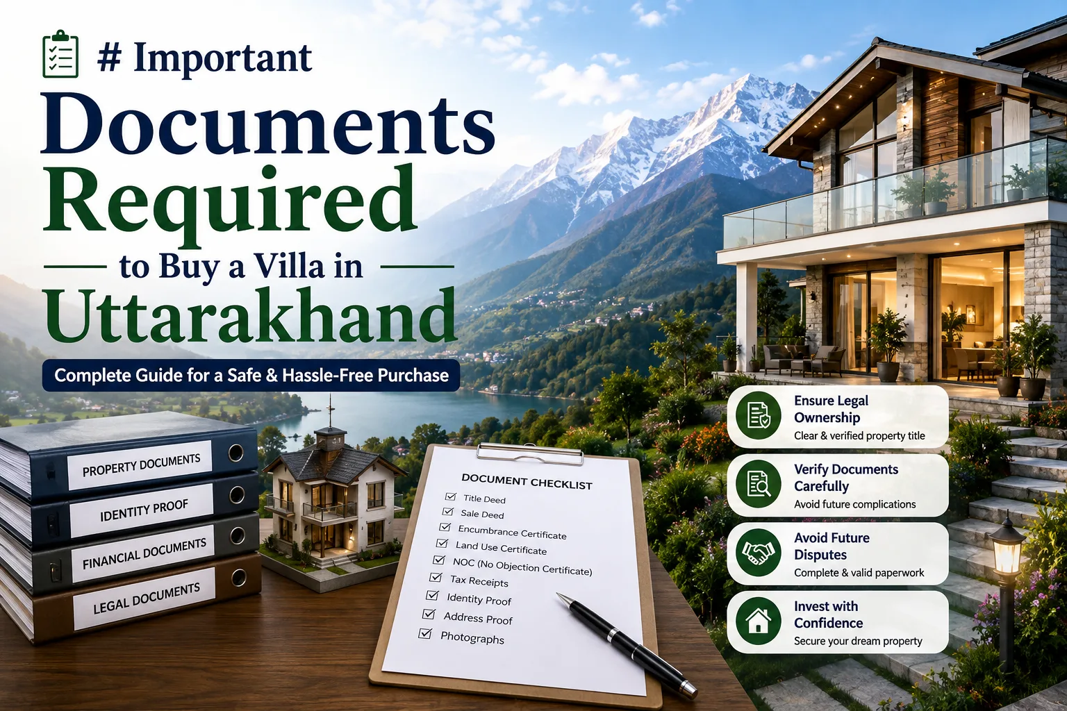 Luxury villa in Uttarakhand with property documents for legal verification